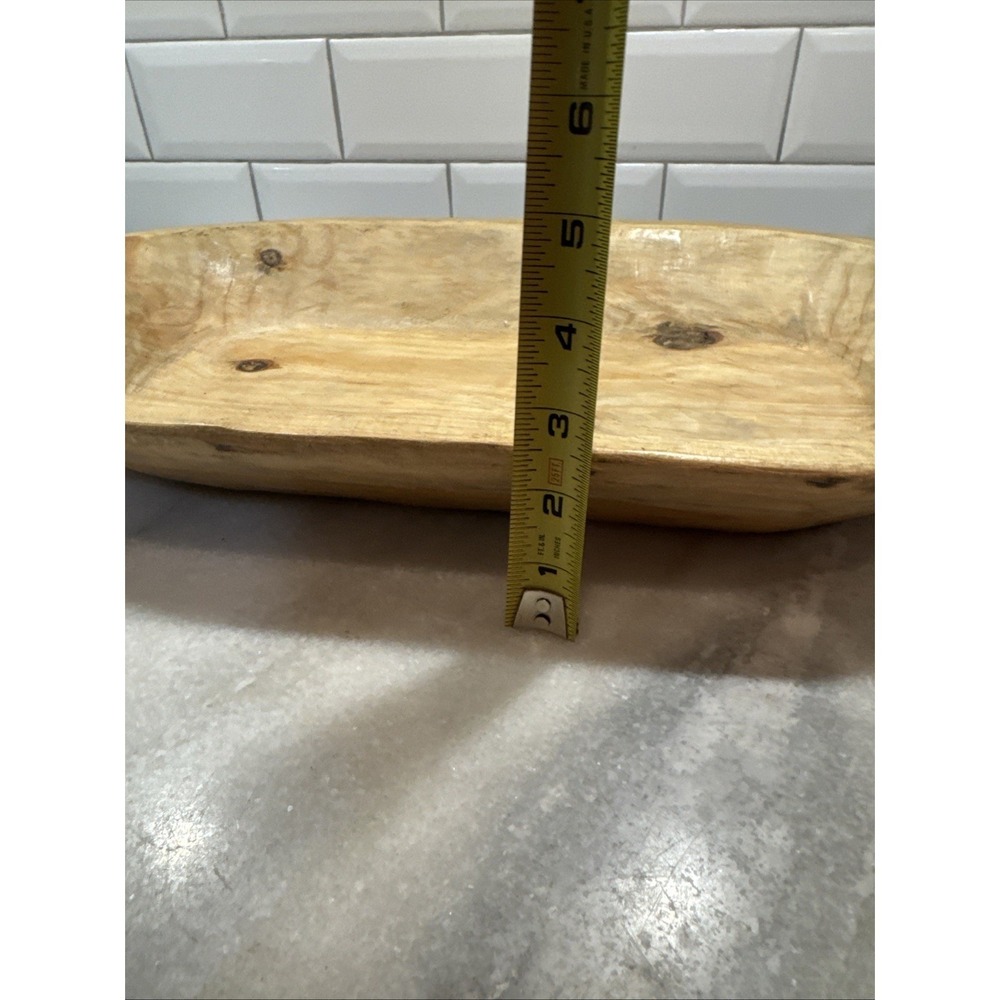 Wood Bowl Hand Carved Rustic Boho Home Decor Bread Bowl Farm PrimitiveOLA0021 - Picture 10 of 10